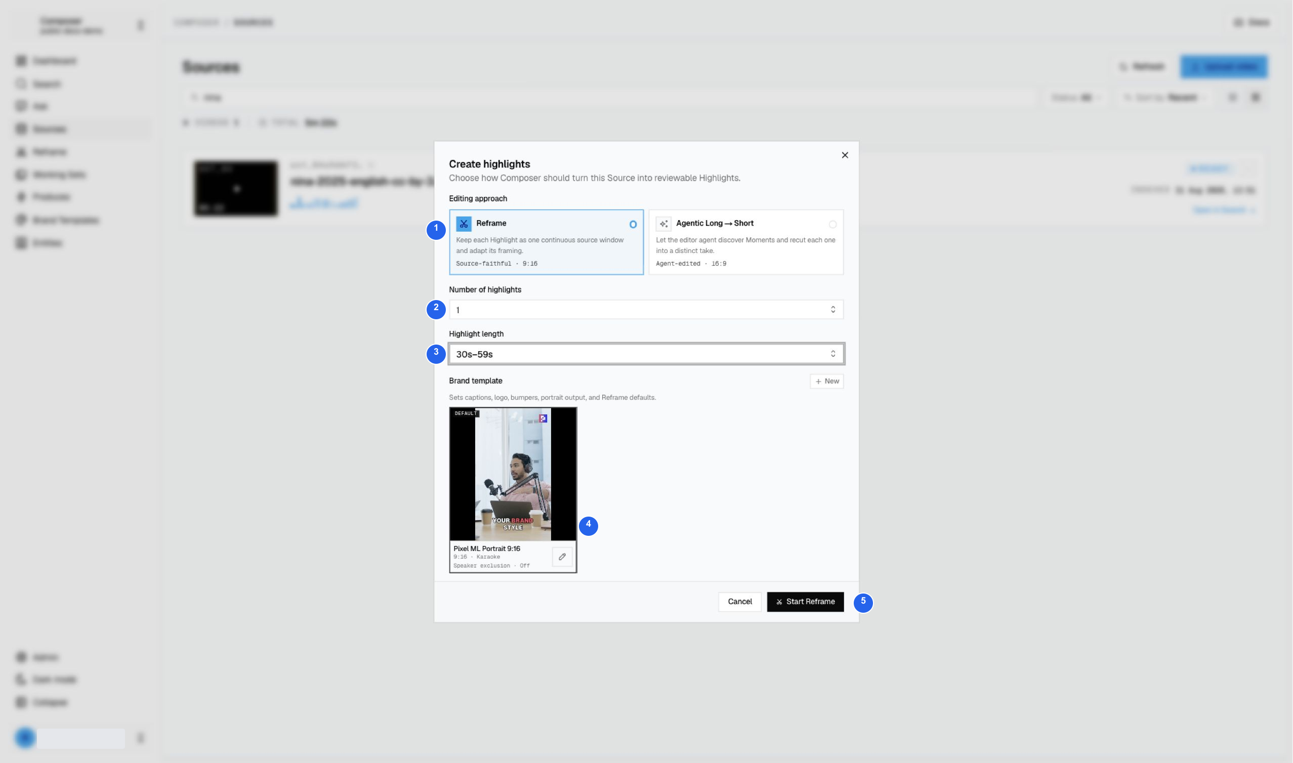 Nina configured for one source-faithful vertical highlight