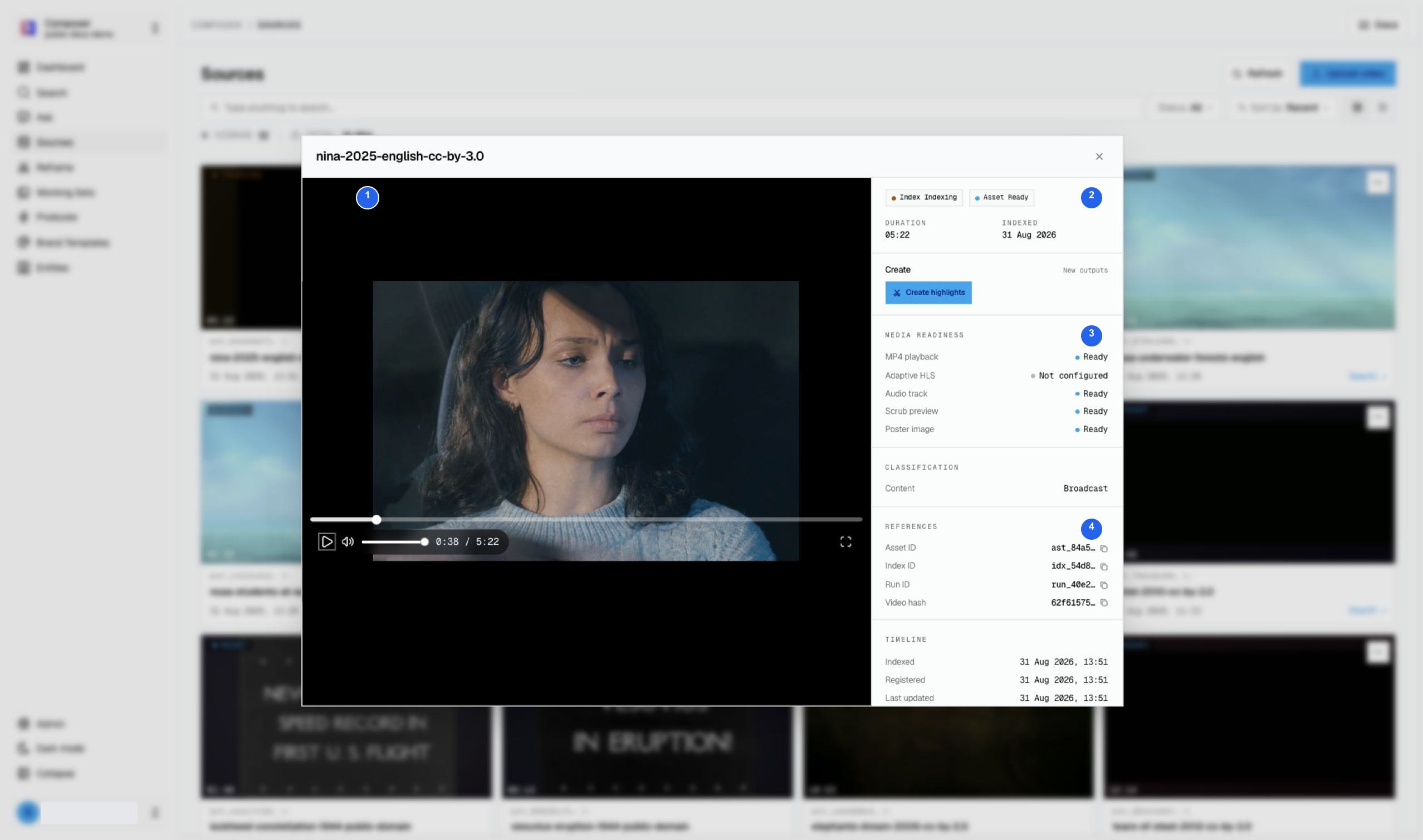 Nina live-action preview showing distinct media and index readiness