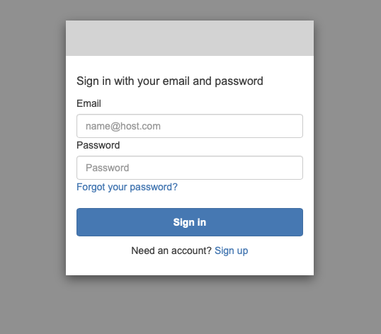 Login screen – enter email and password
